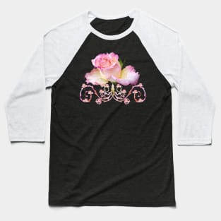 pink rose, ornament, roses, flowers, petal bloom Baseball T-Shirt